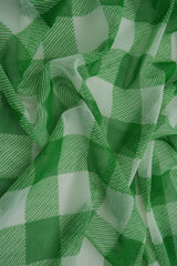 Mesh Flocking Plaid Print Fabric