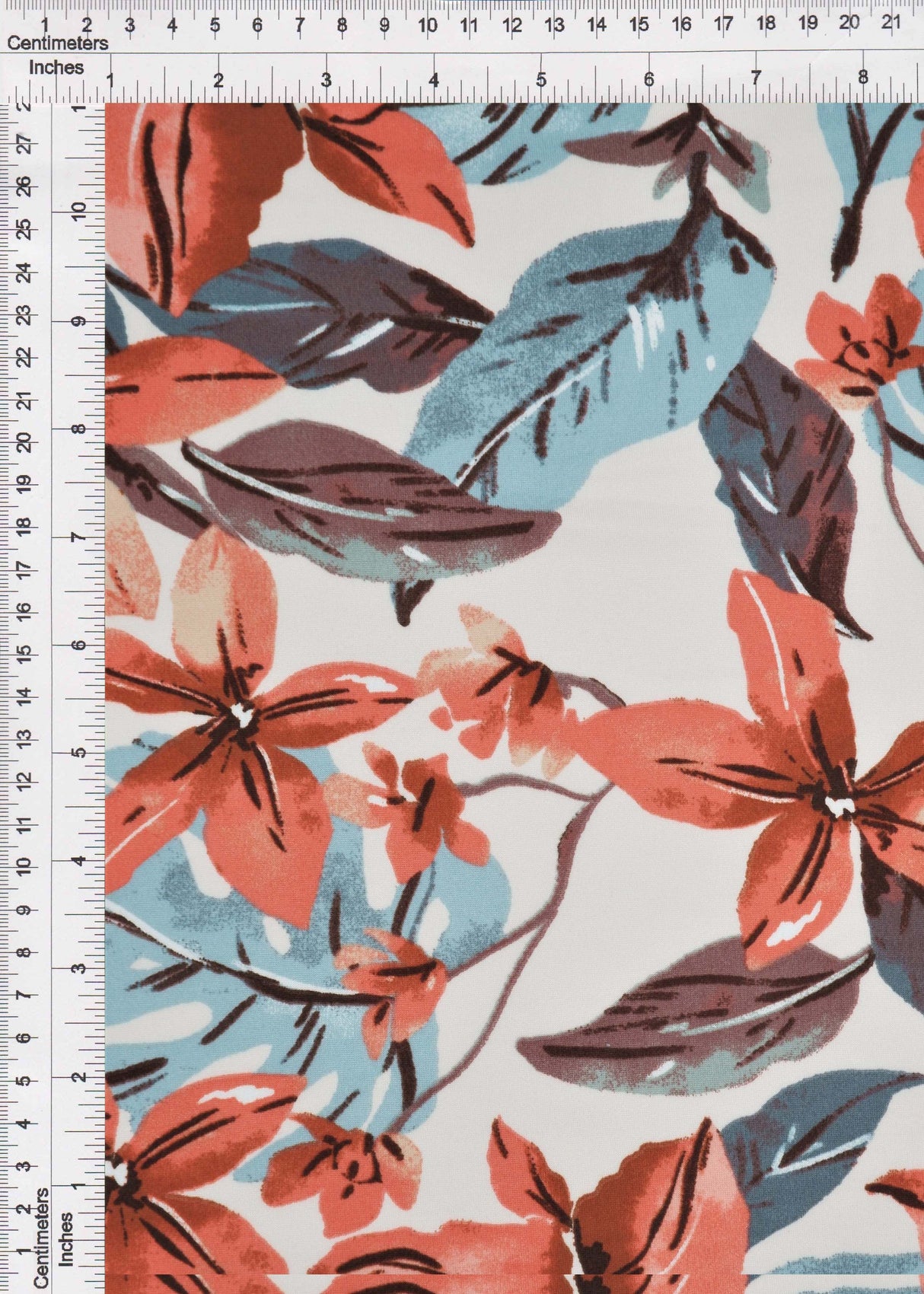 Floral Printed DTY Brushed Knit Cream Rust