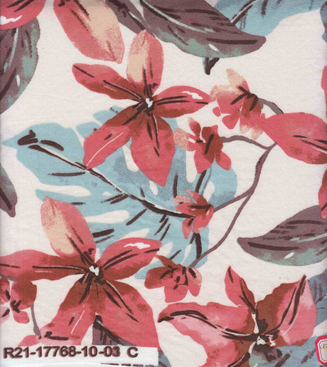 Floral Printed DTY Brushed Knit Cream Rust