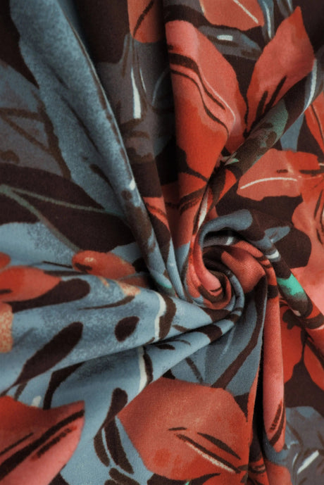 1 Yard Big Floral DTY Brushed Knit Fabric Soft Stretch 58/60 Inch Wide