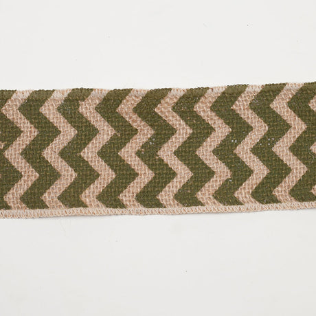 2.5" Olive Green Jute Chrevron Woven Trim