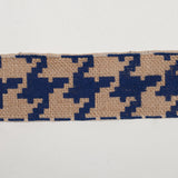 2.5" Navy Blue Jute Houndstooth Woven Trim