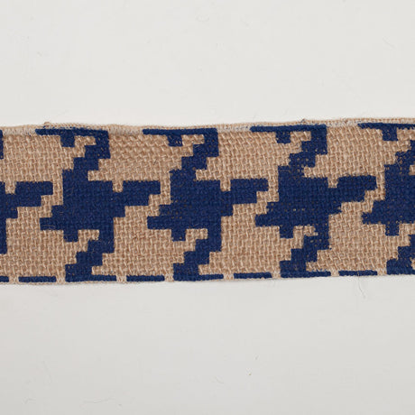 2.5" Navy Blue Jute Houndstooth Woven Trim