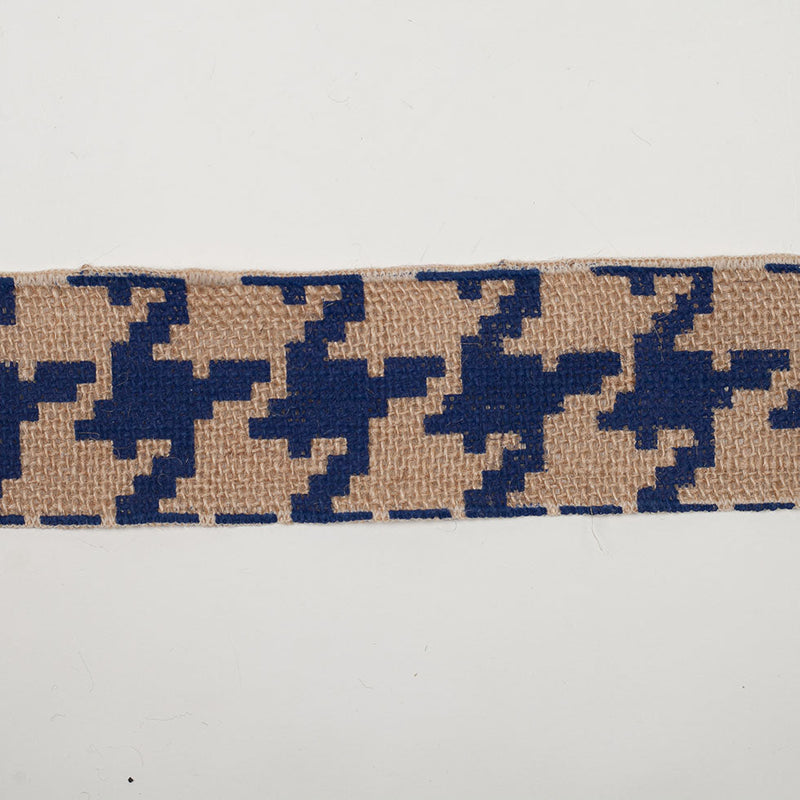 2.5" Navy Blue Jute Houndstooth Woven Trim