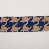 2.5" Navy Blue Jute Houndstooth Woven Trim