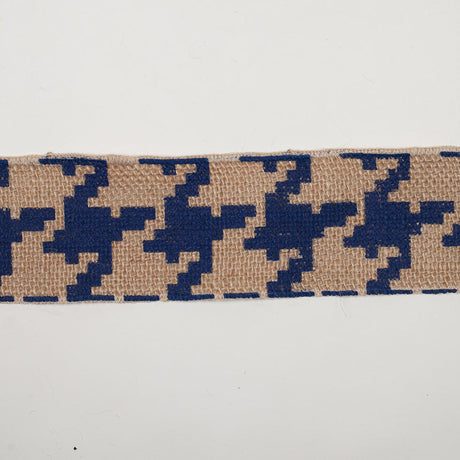 2.5" Navy Blue Jute Houndstooth Woven Trim