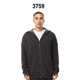 BELLA + CANVAS® Sponge Fleece DTM Full Zip Hoodie