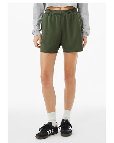 BELLA + CANVAS Women's Cutoff Fleece Shorts in Athletic Heather