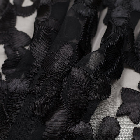 Black Ribbon Embroidered Netting