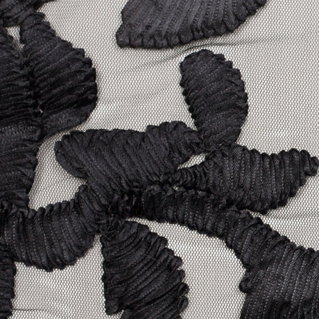 Black Ribbon Embroidered Netting