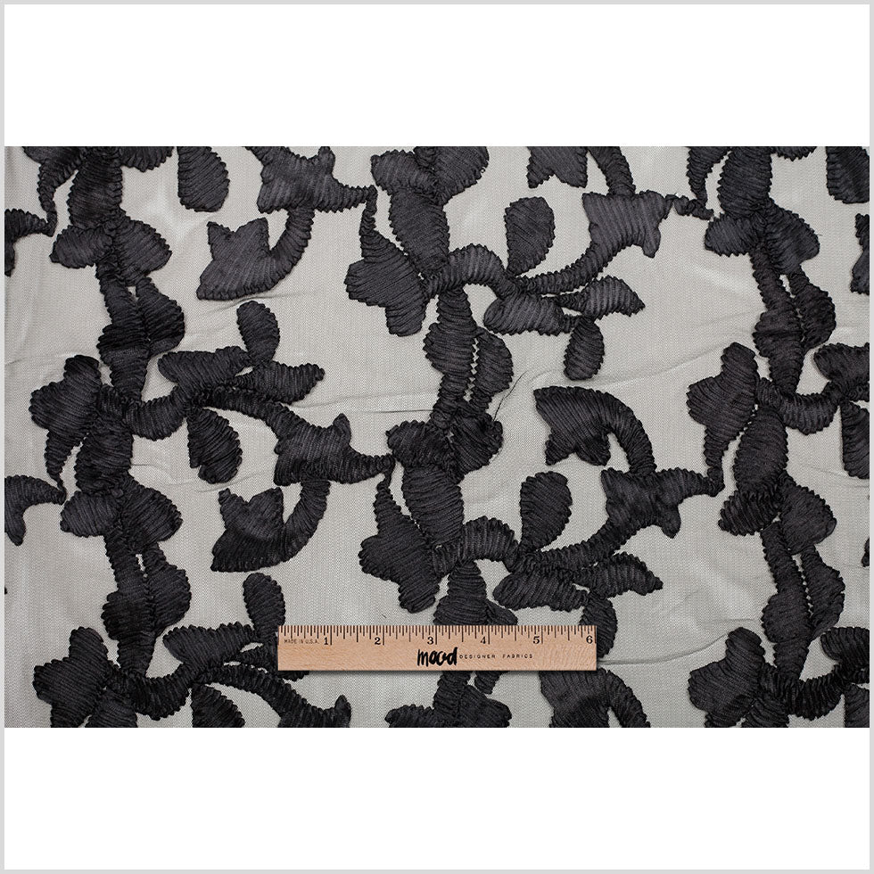 Black Ribbon Embroidered Netting
