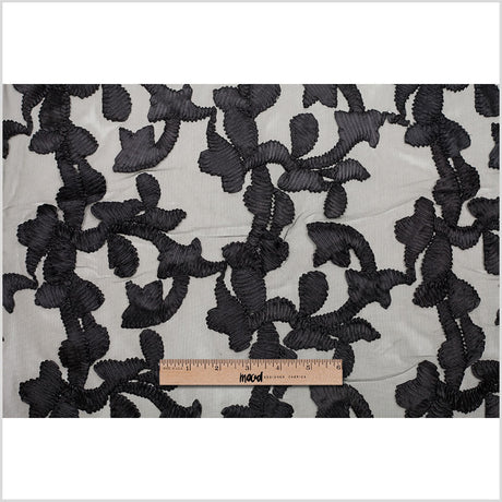 Black Ribbon Embroidered Netting