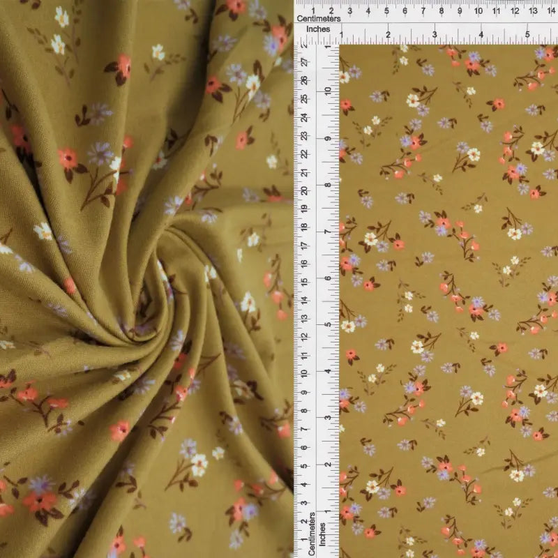 1 Yard DTY Ditsy Floral Print Fabric Polyester Spandex Brushed Stretch Knit 58/60 Inches