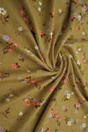 Tela DTY cepillada con flores pequeñas, tejido ligero y elástico, 58/60" de ancho