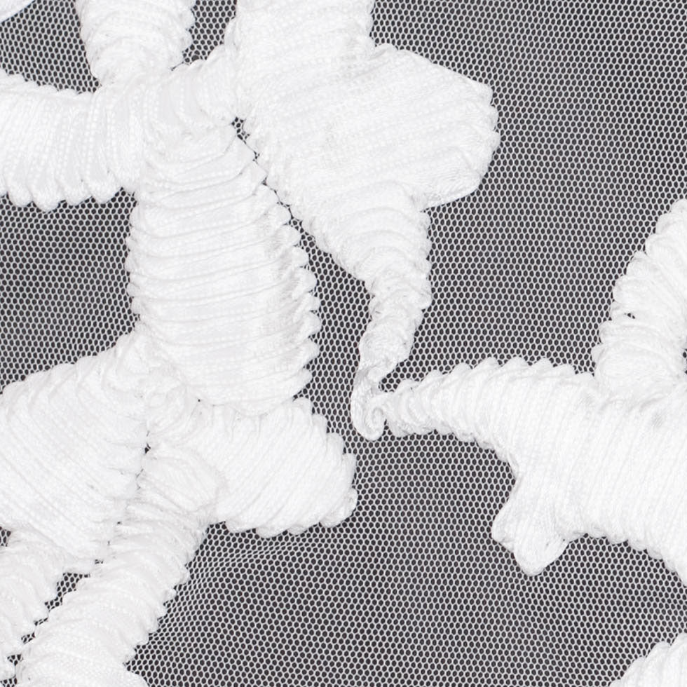 White Ribbon Embroidered Netting