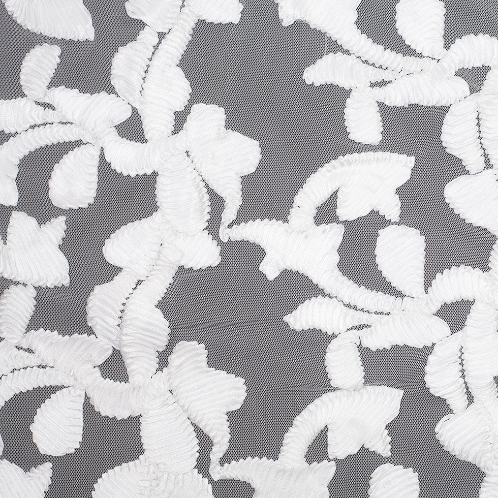 White Ribbon Embroidered Netting