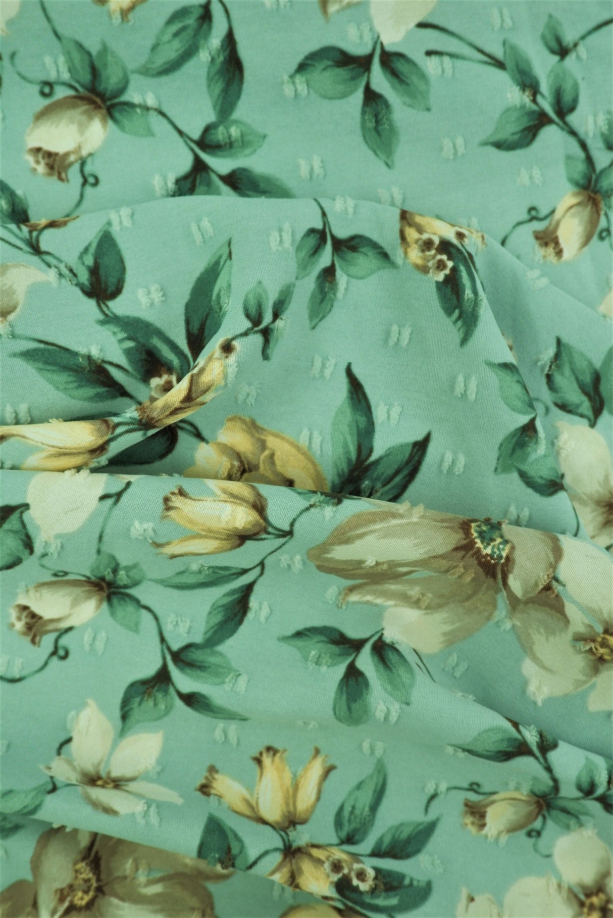 Swiss Dot Floral Woven Fabric