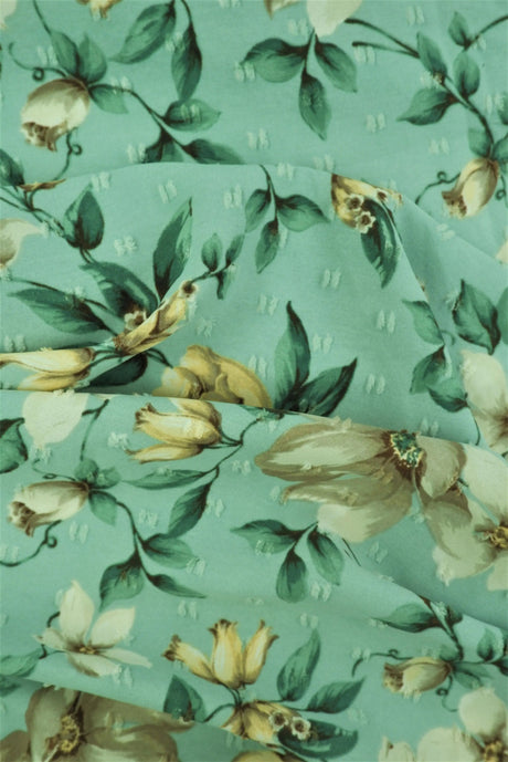 1 Yard CEY Airflow Swiss Dot Floral Fabric, 58/59? Wide 100% Polyester