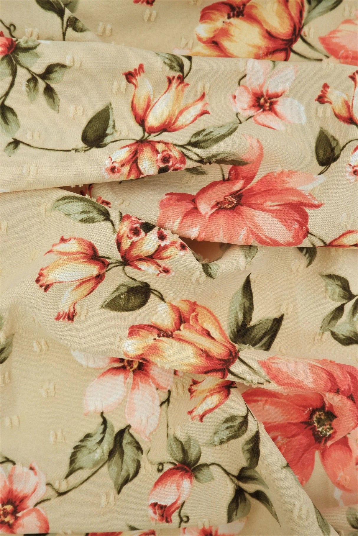 1 Yard CEY Airflow Swiss Dot Floral Fabric, 58/59? Wide 100% Polyester