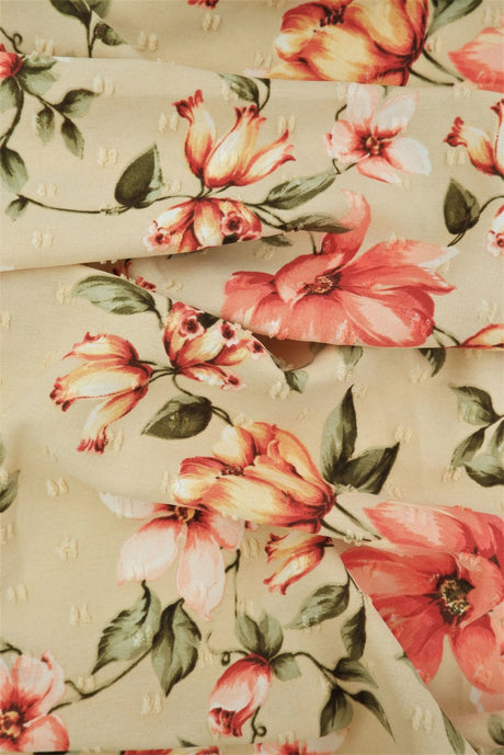 1 Yard CEY Airflow Swiss Dot Floral Fabric, 58/59'' Wide 100% Polyester
