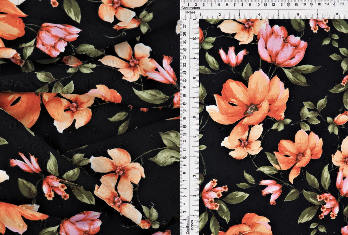 Swiss Dot Floral Woven Fabric