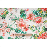 Venise Lace with Finished Edges - Red and Green Tropical Floral Printed