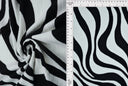 1 yarda de tela de punto canalé 8x3 con estampado abstracto de cebra, suave y elástica, ancho de 58/60 pulgadas