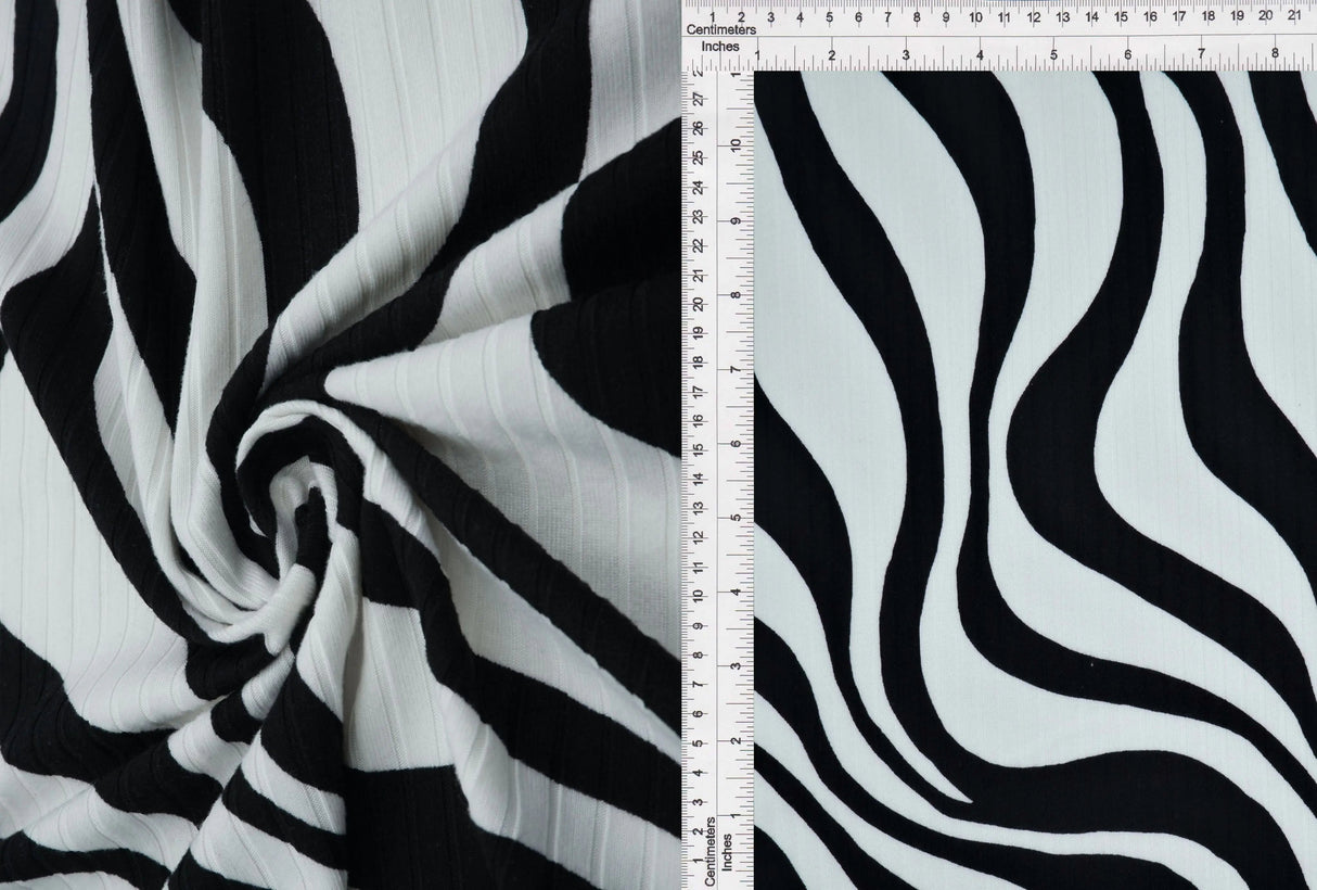 1 Yard 8X3 Yummy Rib Abstract Zebra Stretch Knit Fabric 58/60 Inches Wide