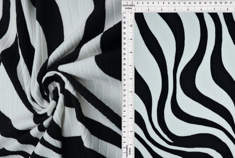 1 Yard 8X3 Yummy Rib Abstract Zebra Stretch Knit Fabric 58/60 Inches Wide
