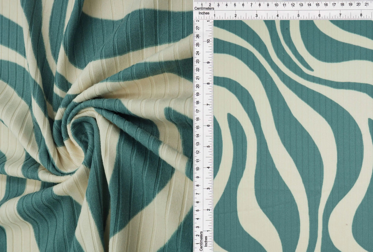 Abstract Zebra Ribbed Knit Fabric