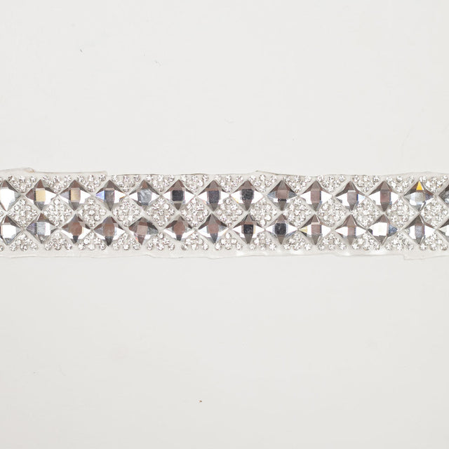 1" Silver "Iron On" Rhinestone Trim