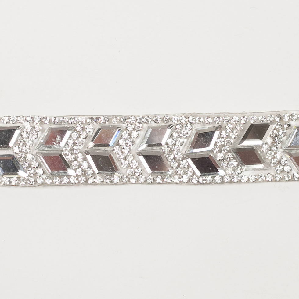 0.75" Silver "Iron On" Rhinestone Trim