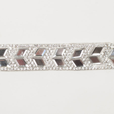 0.75" Silver "Iron On" Rhinestone Trim