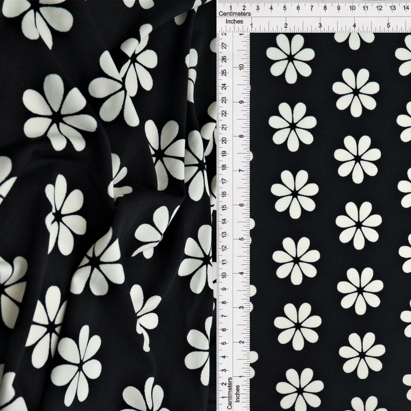 Floral Stretch Knit Black Ivory