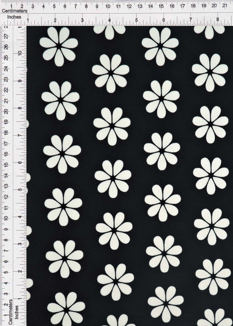 Floral Stretch Knit Black Ivory