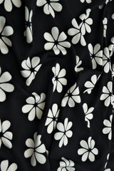 Floral Stretch Knit Black Ivory
