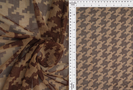 1 Yard Mesh Fabric Houndstooth Print Lightweight Stretch 54 Inches Wide