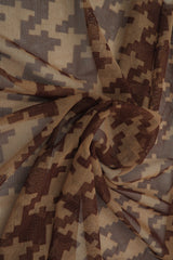 Mesh Flocking Houndstooth Stretch Fabric