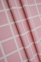 Rib Knit Checkered Plaid Stretch Fabric