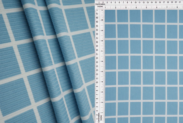 Rib Knit Checkered Plaid Stretch Fabric