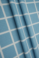 Tela de punto elástico con costilla 4x2 y estampado a cuadros ventana, 58/60" de ancho