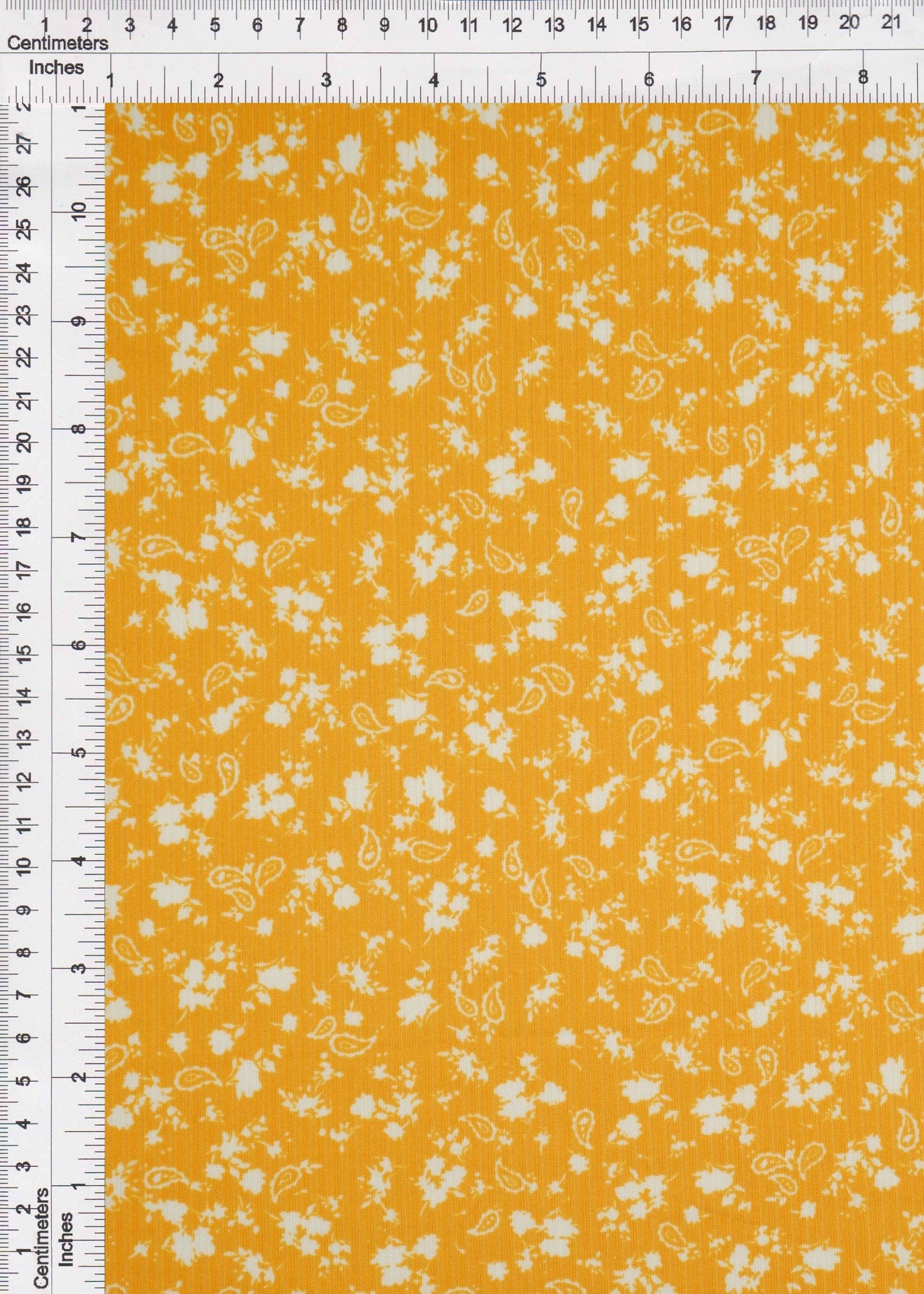 Paisley Floral Rib Knit Yellow Mango