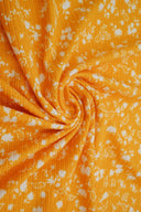 1 yarda de tela de punto acanalado de poliéster y spandex con estampado floral paisley, suave y elástica, ancho de 58/60"