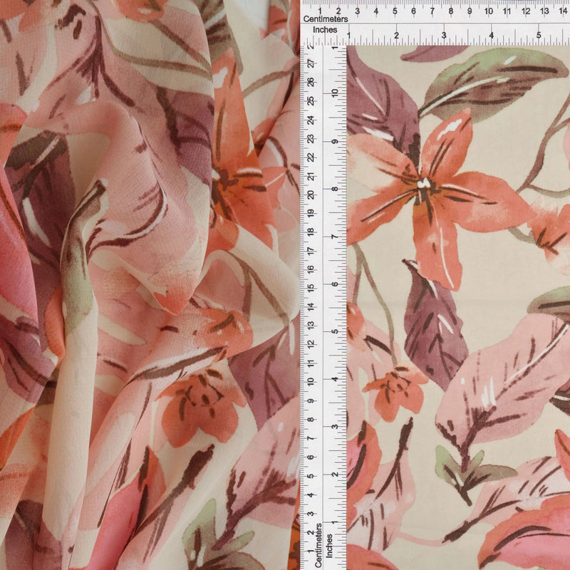 1 Yard Hi Multi Chiffon Big Flower Floral Print Fabric, 57/58'' Wide 100% Polyester
