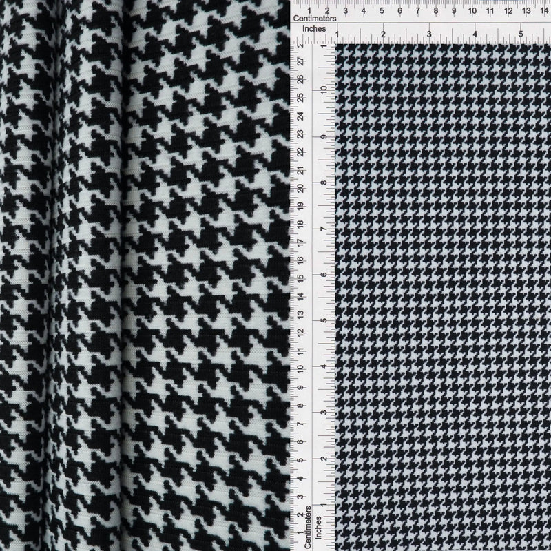 1 Yard Black Houndstooth Yummy Rib Knit Fabric 4x2 Soft Stretch 58/60 Inch Wide