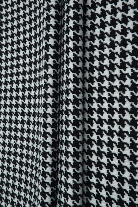 1 Yard Black Houndstooth Yummy Rib Knit Fabric 4x2 Soft Stretch 58/60 Inch Wide