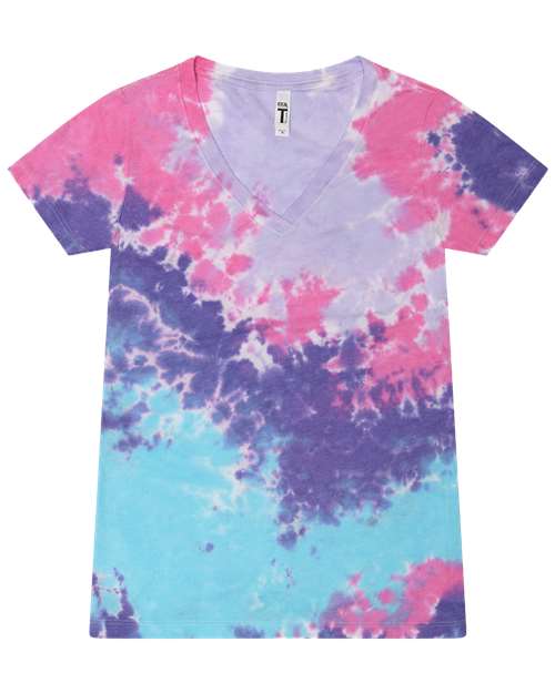 Colortone Women's Tie-Dyed V-Neck T-Shirt