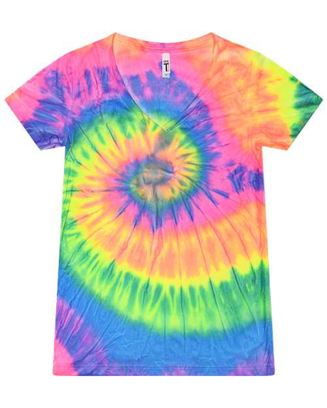 Colortone Women's Tie-Dyed V-Neck T-Shirt