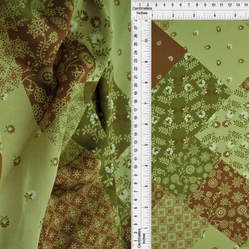 1 Yard Satin Patchwork Floral Print Fabric, 58/60? Wide 100% Polyester