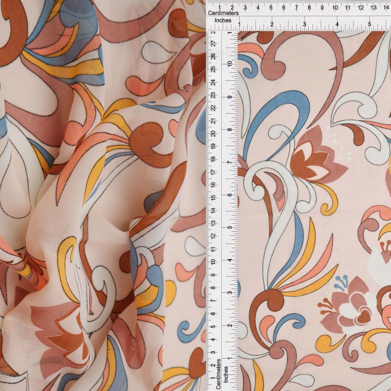 Printed Chiffon Pucci Print Fabric Blush Aqua